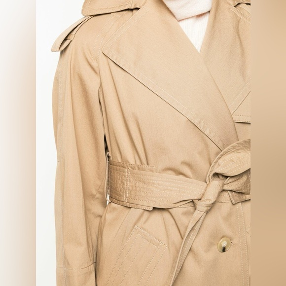Vince Dark Khaki Cotton Belted Trench Coat, size small - Picture 4 of 16